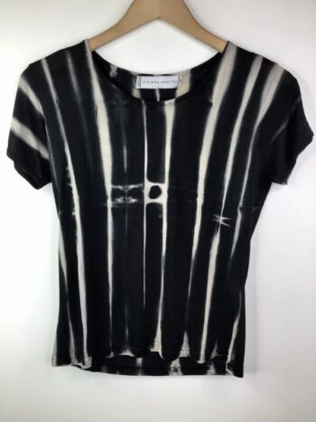 Viviana Uchitel / Silk / Mesh Short Sleeve Crew / Black & Natural
