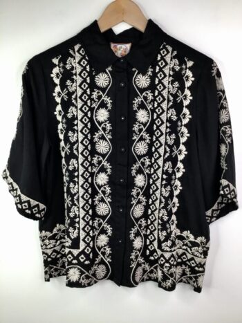 Johnny Was / Relaxed Kimono Sleeve Shirt / Talia Black