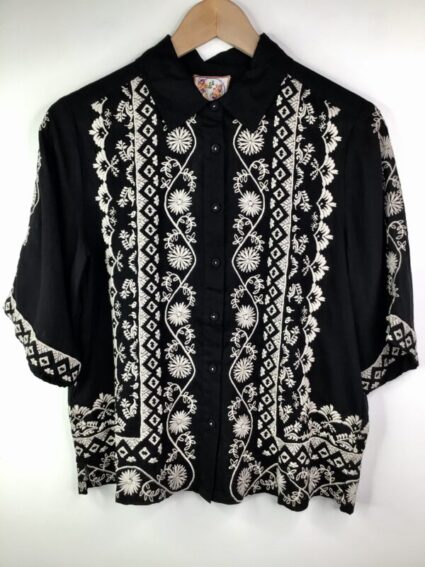 Johnny Was / Relaxed Kimono Sleeve Shirt / Talia Black