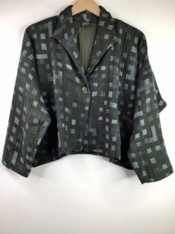 Raga Designs-Red Thread / Wool / Gray Squares Jacket
