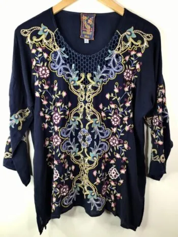 Johnny Was / Cupro Rayon / Tulum Blouse / Blue