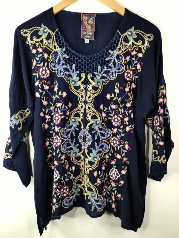 Johnny Was / Cupro Rayon / Tulum Blouse / Blue