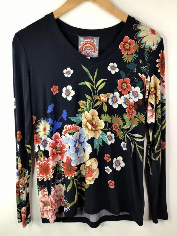 Johnny Was / Rayon Spandex / Janie Favorite Long Sleeve Tee / Blue