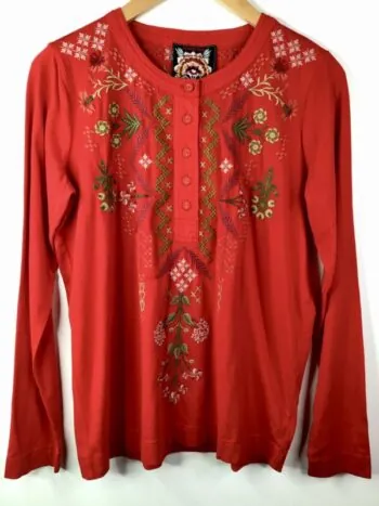 Johnny Was / Cotton / Mixed Media Henley / Malaya Salsa