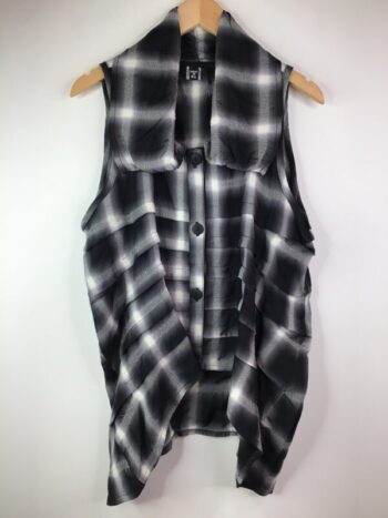 Dress To Kill / Cotton / Multi-tuck Vest / Black & White Plaid