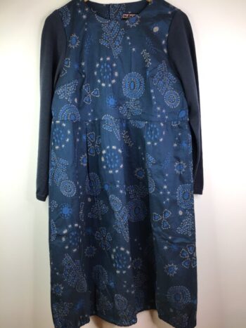 M & Kyoko / Cotton Poly Blend / Blue Flower Dress