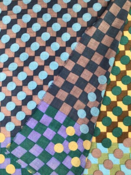 Epice / Wool Silk Cashmere Blend / Checks & Dots Scarf