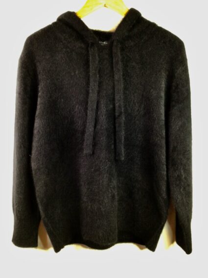 Estheme / Raccoon Angora Wool / Noir Hoodie