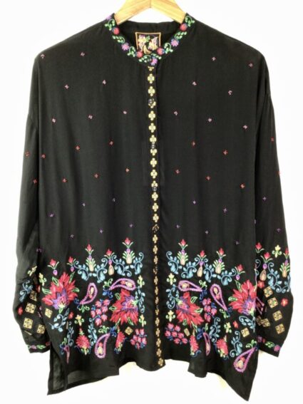 Johnny Was / Silk / Audrey Mandarin Collar Blouse / Teresa