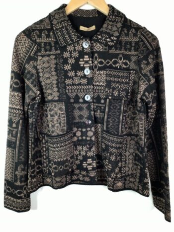 Catherine Andre / Extra Fine Merino Blend / Border Cardigan