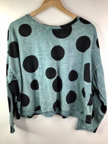 Krista Larson / Light Cotton Spandex / Crop Tee L/S / Eucalyptus Polka Dots