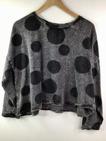Krista Larson / Light Cotton Spandex / Crop Tee L/S / Faded Black