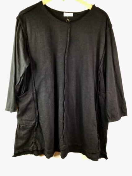 Krista Larson / Cotton Jersey / Tunic Tee Long Sleeves / Black
