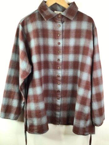 Krista Larson / Plaid Cotton Flannel / Weekender Shirt / Mahagony Ash Plaid