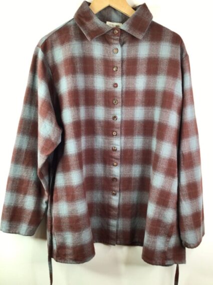 Krista Larson / Plaid Cotton Flannel / Weekender Shirt / Mahagony Ash Plaid