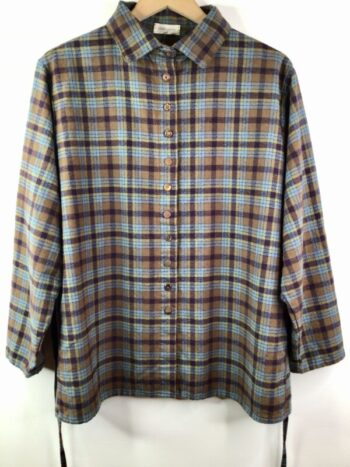 Krista Larson / Plaid Cotton Flannel / Weekender Shirt / Golden Rod & Eucalyptus