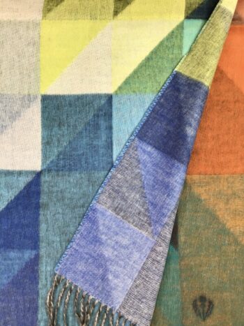 Fraas / Cashmink / Geometric True Blue Scarf