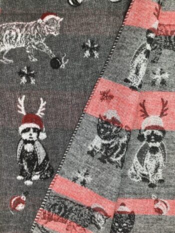 Fraas / Cashmink / Christmas Cats Gray Scarf