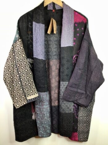 Mieko Mintz / Silk Jacquard / Haori Jacket Grays & Purple