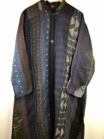 Mieko Mintz / Silk & Cotton / Kaftan Coat Navy & Brown
