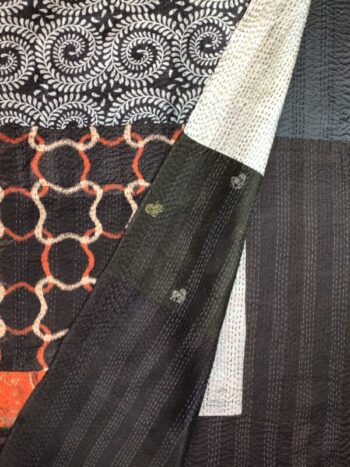 Mieko Mintz / Silk / Standard Kantha Scarf Black