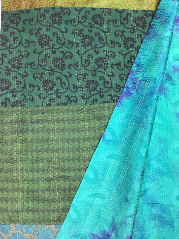 Mieko Mintz / Silk / Standard Kantha Scarf Green