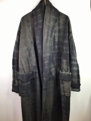Mieko Mintz / Wool / Long Shawl Collar Coat / Green & Black