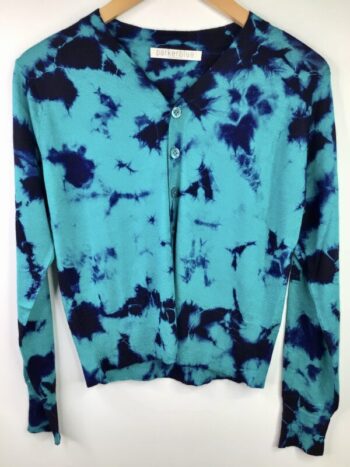 Parker Blue / Cashmere / Dhyani Fine Gauge Cardigan/ Taurus Dye Turquoise & Purple