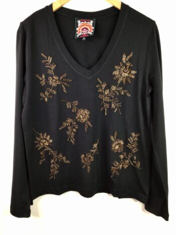 Johnny Was / Cotton / Kimono Sleeve Tee Femke Black