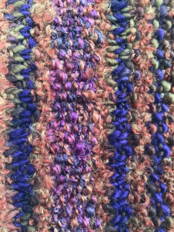 Crawford McNaughton / Wool / Pumpkin Olive Purple Stripe Scarf