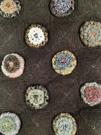Sophie Digard / Wool Scarf / Button Flower Coffee