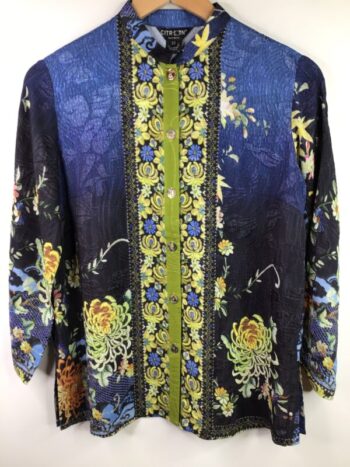 Citron / Silk & Rayon / Mums Border Blouse
