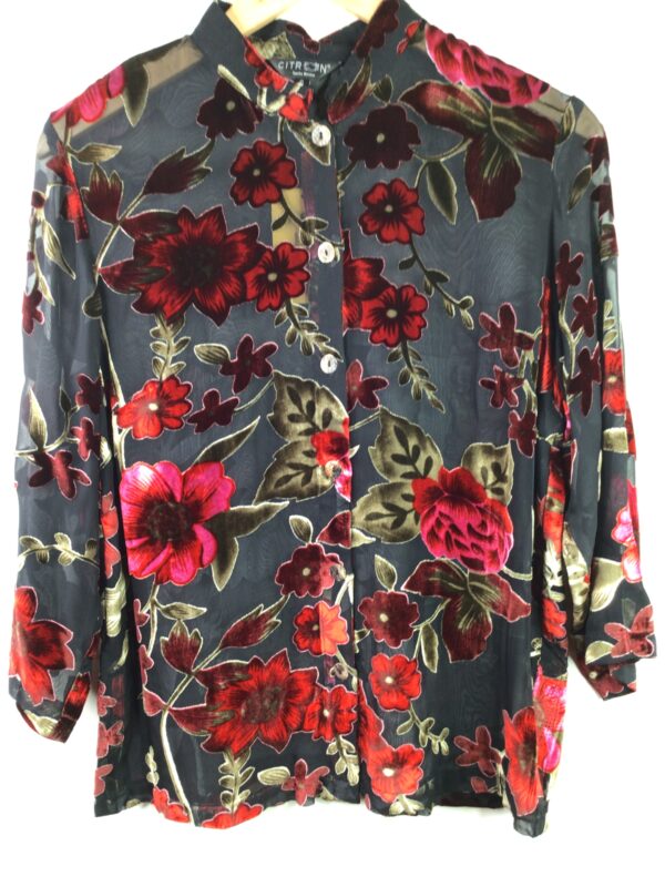 Citron / Silk & Rayon / Flower Vine Cut Velvet