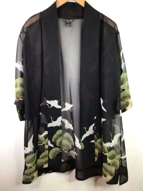 Citron / Silk / Crane Over Forest Kimono Jacket