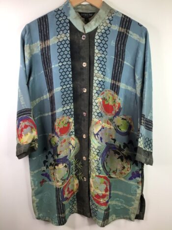 Citron / Silk & Rayon / Koi Circle Abstract Blue Tie Dye Tunic