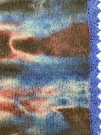 Karen Allen Cashmere / Arline Dyed Shawl / Dark Red Fish w Blue Trim