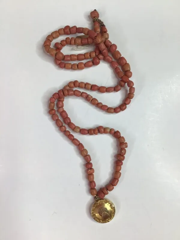 Debbie Harper / Hand Knot Necklace / Vintage Nigerian Clay Beads w Locket