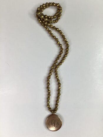 Debbie Harper / Hand Knot Necklace / Ethiopian Brass Beads w Locket