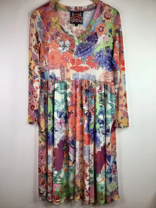 Johnny Was / Long Sleeve V-Neck Mesh Dress