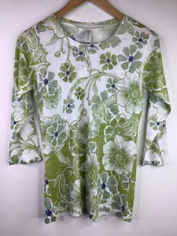 Whimsy Rose / Cotton Blend / 3/4 Sleeve Crew Neck Tee / Kalani Green