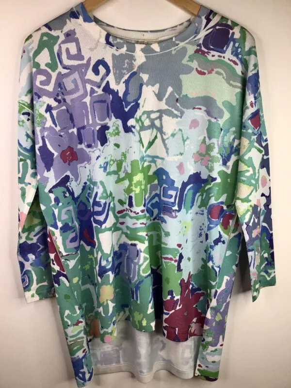 Whimsy Rose / Rayon Blend / Butterknit 3/4 Sleeve Crew Oversized Tee / Floral Graffiti
