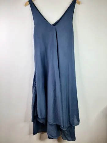 LLEA Blue / Cotton & Silk / Kira Bias Tank Dress / Mlito Blue