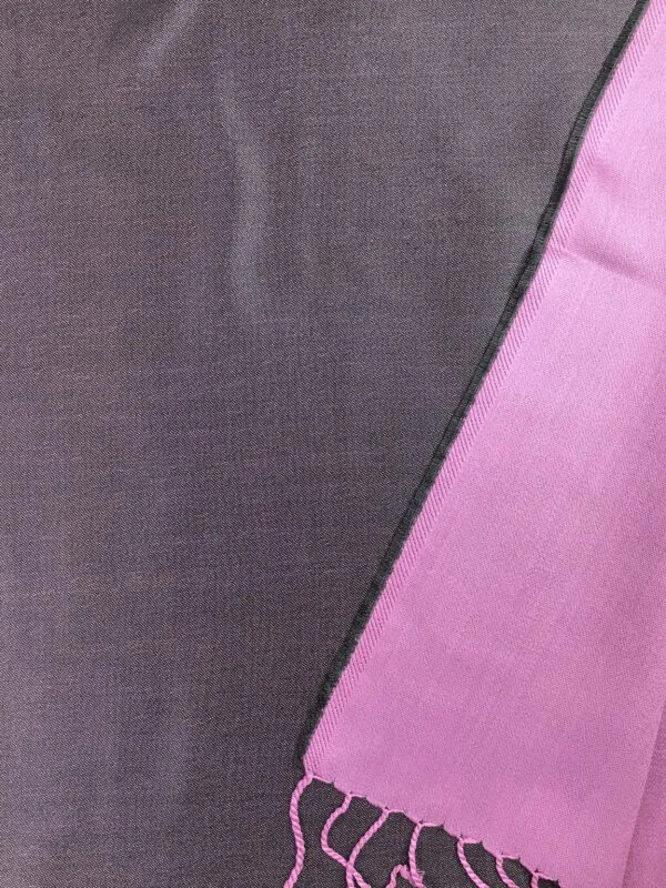 Kashmir / Silk Double Sided Scarf / Gray & Pink