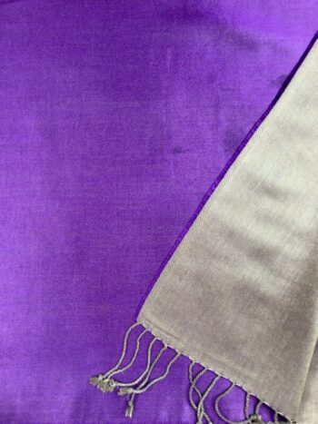 Kashmir / Silk Double Sided Scarf / Purple & Brown