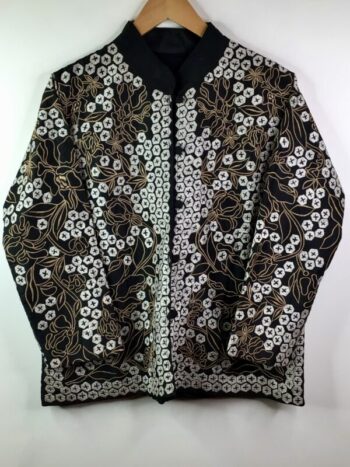 Kashmir / Silk Embroidered Jacket / Black & Gold