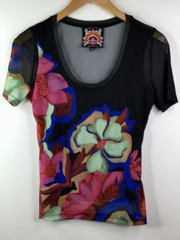 Johnny Was / Poly Blend / Short Sleeve Scoop Neck Mesh Tee / LA