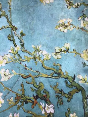 Citron / Silk Scarf / Cherry Blossom Turquoise