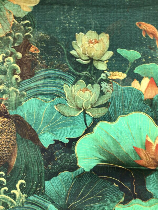 Citron / Silk Scarf / Koi Fish Sea Wave Green
