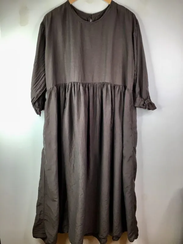 LLEA Blue / Cotton & Silk / Rachel Dress / Chocolate