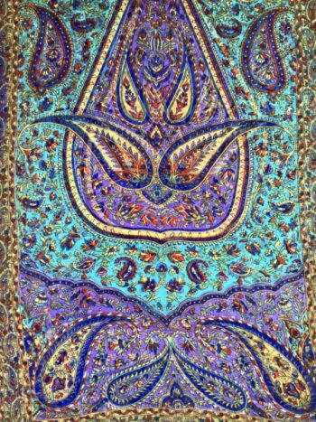 Kashmir / Light Silk Paisley Scarf / Blues & Turquoise (LP4)